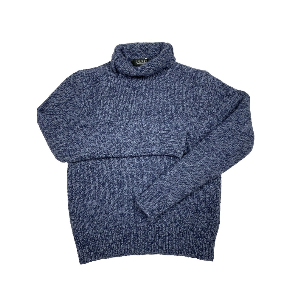 Lauren Ralph Lauren Sweater Womens SP Blue Turtleneck Knit Petite Pullover